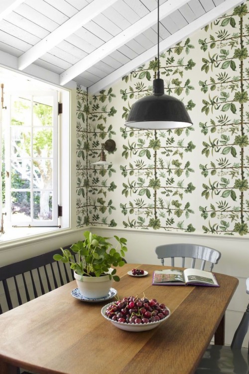 緑のキッチンの壁紙 緑 白い インテリア デザイン 天井 ルーム ダイニングルーム 家具 テーブル 壁 家 Wallpaperkiss