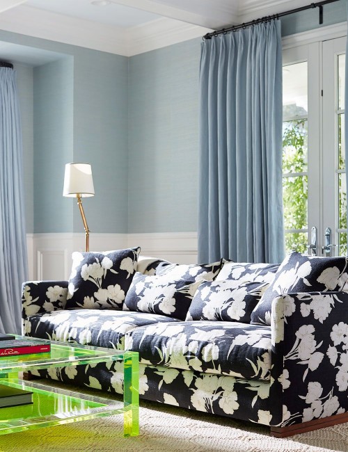 草布の壁紙のアイデア 家具 ルーム 青い インテリア デザイン 寝室 ベッド カーテン ソファー 財産 スタジオソファ Wallpaperkiss