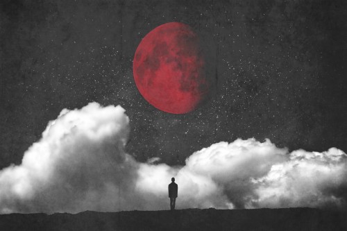 赤い月の壁紙 空 雲 写真 赤 雰囲気 積雲 月 Wallpaperkiss