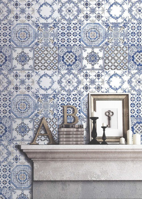 スペインのタイルの壁紙 壁紙 青い 壁 ルーム タイル パターン 設計 インテリア デザイン 建築 視覚芸術 Wallpaperkiss