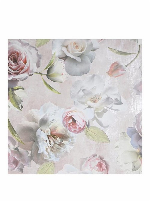 メタリック壁紙英国 白い ピンク 花弁 花 花柄 ローズ 工場 パターン 設計 繊維 Wallpaperkiss