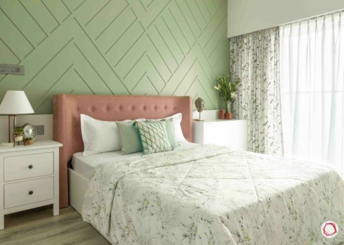 寝室のためのパステル壁紙 寝室 家具 ベッド ルーム ベッドシーツ 財産 インテリア デザイン ベッドのフレーム カーテン Wallpaperkiss