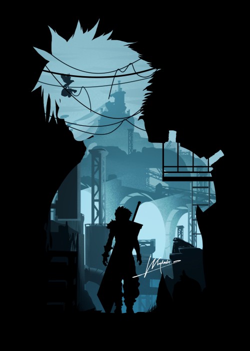 Ff7 Wallpaper Illustration Cartoon Graphic Design Black And White Monochrome Fictional Character Darkness Art Graphics Style Wallpaperkiss