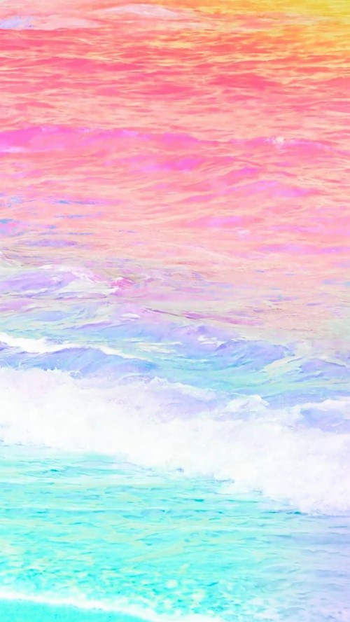 Iphone用パステル壁紙 空 ピンク 紫の 穏やかな 海 海洋 水彩絵の具 パターン 地平線 Wallpaperkiss