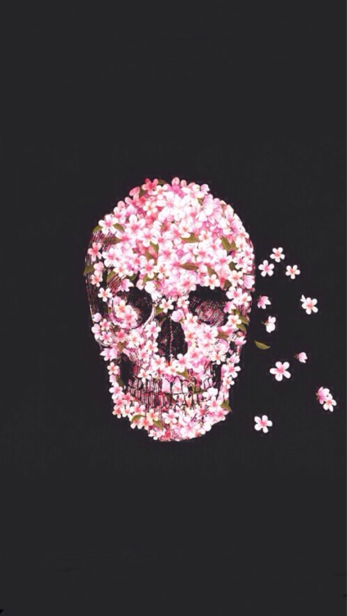Cute Skull Wallpaper Skull Pink Bone Illustration Pattern Plant Art Flower Wallpaperkiss