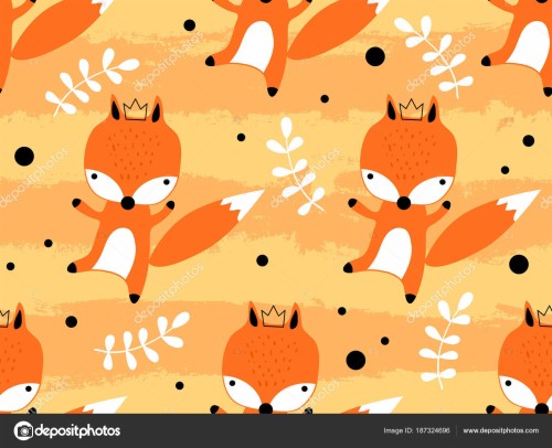 かわいいキツネの壁紙 オレンジ 漫画 図 パターン 設計 グラフィックス クリップ アート アート 架空の人物 Wallpaperkiss