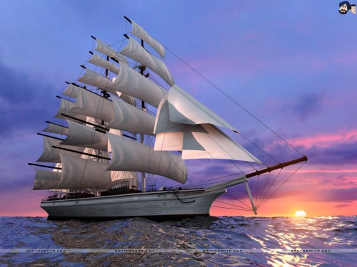 ジャハージ壁紙 帆船 車両 Barquentine 完全装備の船 ボート 帆 戦争のスループ セーリング Wallpaperkiss