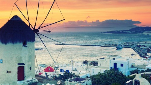 ミコノス島の壁紙 風車 空 海 風 夏 トラベル 休暇 観光 海洋 地平線 Wallpaperkiss