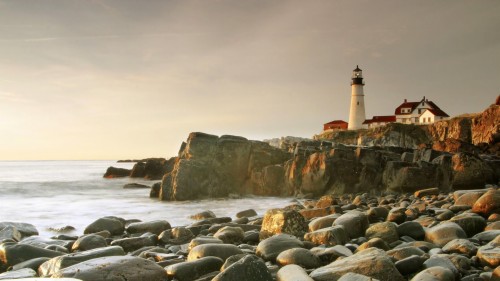 メイン州の壁紙 岸 海岸 海 灯台 自然の風景 岩 タワー 空 水 Wallpaperkiss