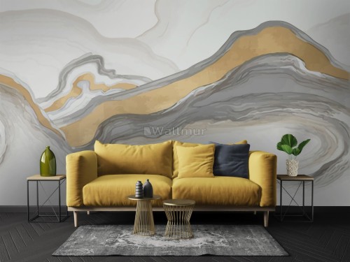 茶色の壁紙ライン 壁 家具 ルーム インテリア デザイン リビングルーム 壁紙 壁画 ソファー 木 アート Wallpaperkiss