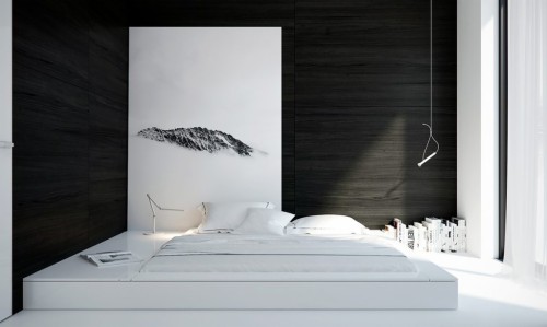 寝室インドの壁紙デザイン 寝室 ルーム ベッド 壁 インテリア デザイン 黒と白 家具 建築 写真撮影 ベッドのフレーム Wallpaperkiss