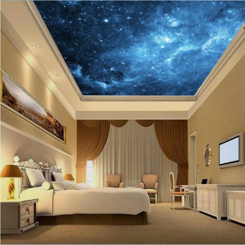 銀河の寝室の壁紙 壁 リビングルーム 壁画 ルーム 壁紙 空 天井 インテリア デザイン 家具 窓 Wallpaperkiss